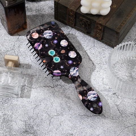 Galaxy Planet Print ABS Air Cushion Massage Comb Detangling Paddle Brush Professional Hair Care Scalp Massage Tool