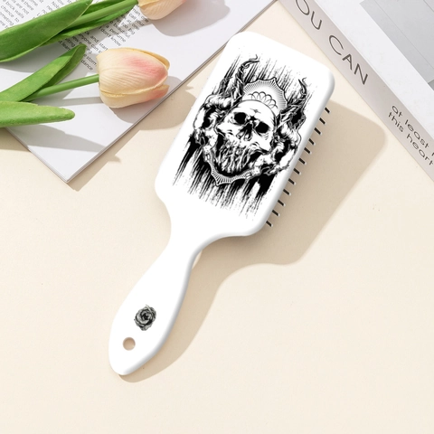 Gothic Skull Aztec Print Detangling Air Cushion Hair Brush Professional Plastic Massage Comb For Women Hair Care Styling Tool