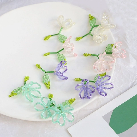 Handmade Beaded Gradient Flower Charms DIY Jewelry Making Accessories For Necklace Earrings Korean Style Floral Pendant