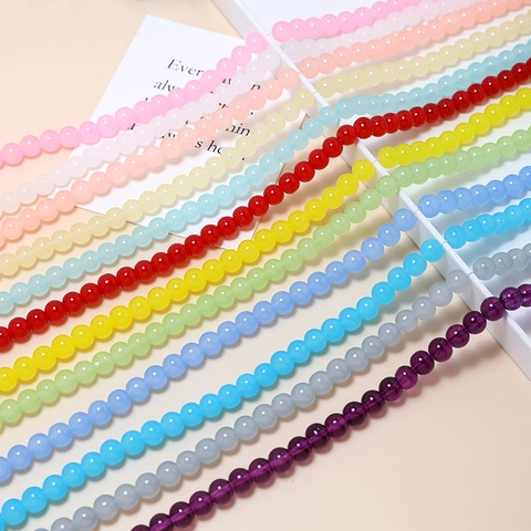 8mm Macaron Jelly Matte Glass Round Beads For DIY Jewelry Making Handmade Bracelet Necklace Crafts Candy Colored Beads
