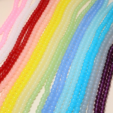 8mm Macaron Jelly Matte Glass Round Beads For DIY Jewelry Making Handmade Bracelet Necklace Crafts Candy Colored Beads