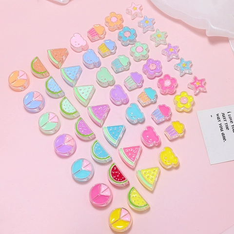 Acrylic Resin Candy Color Beads For DIY Jewelry Handmade Star Bear Flower Watermelon Shape Perforated Beads Materials