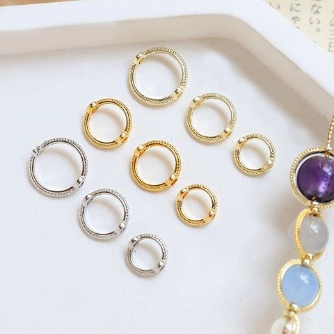 Anneau de Bordure de Fleur Torsadée à Double Trou en Cuivre Plaqué Or Véritable 14K 18K pour Perles Accessoires de Bijoux DIY