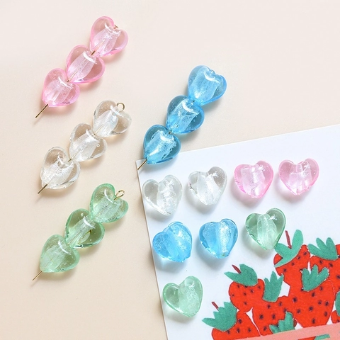 Japanischer Stil Herzförmige Glasperlen Gold Besprengte Transparente Glasur Perlen Für DIY Schmuck Handgefertigtes Zubehör