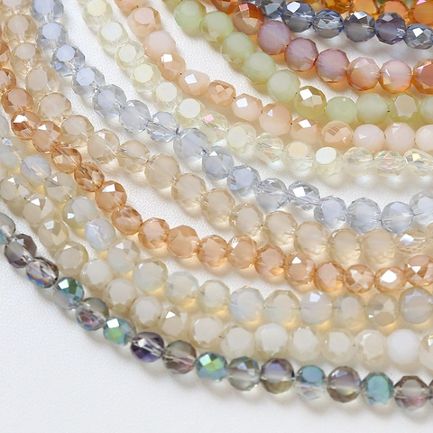 Perles en Verre de Cristal Facettées Revêtement AB Iridescent Perles en Vrac pour Fabrication de Bijoux DIY Bracelet Collier Accessoires Matériel
