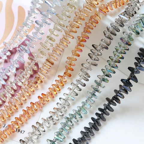 Vintage Triangle Glass Faceted Beads DIY Colorful Loose Beads For Jewelry Making Necklace Bracelet Accessory Material