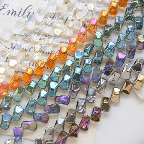 Irregular Faceted Crystal Glass Loose Beads DIY Jewelry Making Materials Irregular Geometric Beads For Handmade Bracelet Necklace Accessories