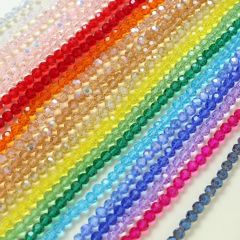 Faceted Glass Beads Colorful Crystal Plated Round Earth Beads For DIY Jewelry Making Necklace Bracelet Handcraft Strands