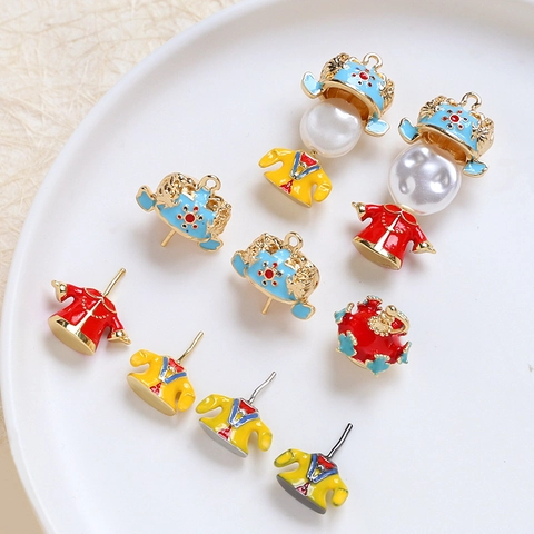 Breloques en Émail de Cuivre de Style Chinois Traditionnel Pour la Fabrication de Bijoux DIY Pendentifs de Couronne de Phénix en Perles Artificielles