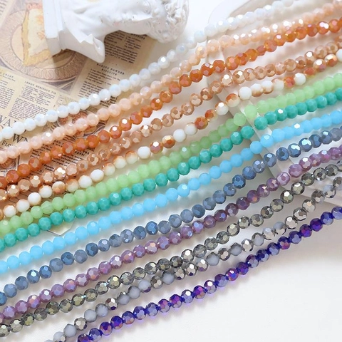 Faceted Glass Rondelle Beads Colorful Crystal Loose Spacer Beads Strand For DIY Jewelry Making Necklace Bracelet Earrings Accessories Handmade Materials