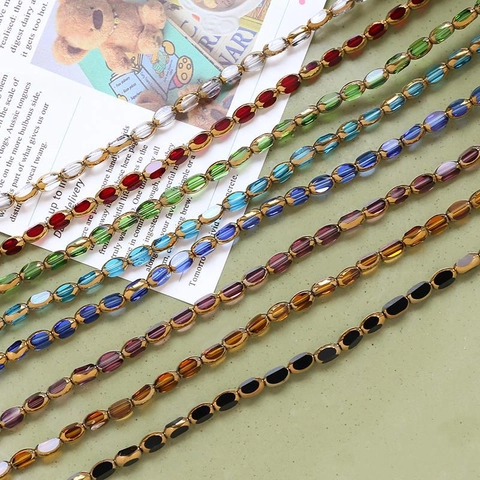 Vintage Rice Shaped Crystal Glass Beads Faceted Antique Distressed Beads Strand For DIY Handmade Earrings Necklace Jewelry Making Material