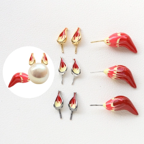 DIY Fox Enamel Charms Set For Jewelry Making Copper Real Gold Plated Animal Ears And Tail Accessory For Pearl Necklace Earring
