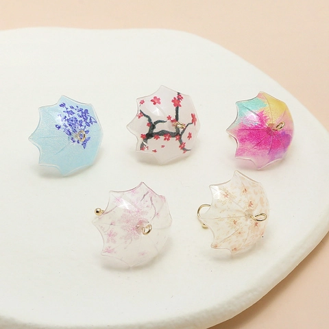 Mini Umbrella Pendants For DIY Jewelry Making Resin Alloy Floral Printed Charms Handmade Accessories For Earrings Necklaces