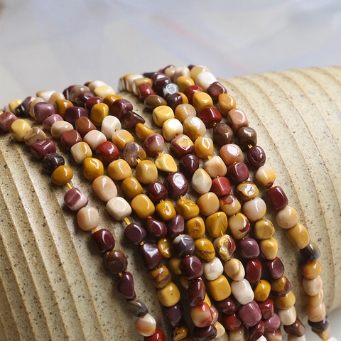 Vintage Irregular Natural Mookaite Jasper Stone Beads For DIY Jewelry Making Necklaces Bracelets Earrings Polished Rock Gemstone Beading Strand