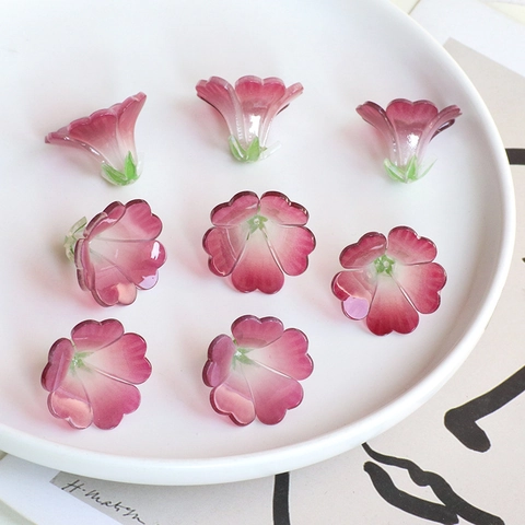 Ancient Style Flower Petals Charms For Jewelry Making DIY Handmade Resin Trumpet Flower For Hanfu Hairpin Accessories