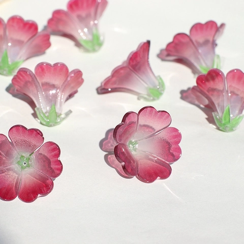Ancient Style Flower Petals Charms For Jewelry Making DIY Handmade Resin Trumpet Flower For Hanfu Hairpin Accessories