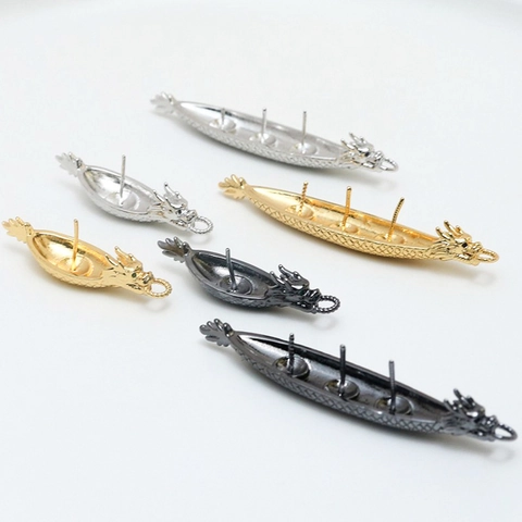 Vintage Legering Drakenboot Sieradenaccessoires Koper Goud Zilver Verguld DIY Handgemaakte Barokke Parel Hanger Basis Onderdelen
