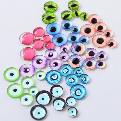 Evil Eye Round Glass Cabochons For Jewelry Making DIY Craft Charms For Doll Making Baroque Style Accessory Mixed Patterns