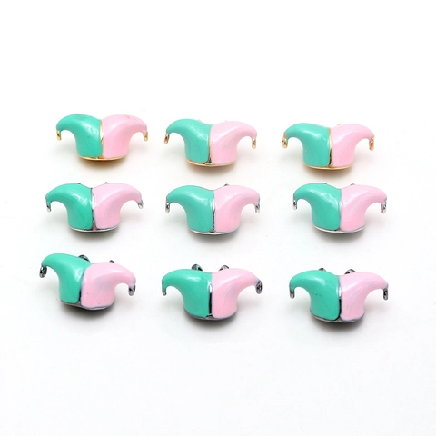 Handmade DIY Jester Hat Charms Bi-Color Enamel Copper Gold Plated Jewelry Making Pendants For Earrings Necklace Bracelet