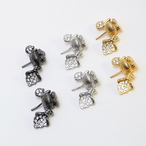 DIY Αξεσουάρ Κατασκευής Κοσμημάτων Επιχρυσωμένος Χαλκός Μικρο-ένθετο Ζιργκόν Σχήμα Κράνος Γάτας Αλεπούς Μενταγιόν Κλουβί Ευρήματα Σκουλαρικιών
