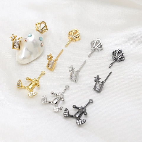 Breloques en Cuivre Plaqué Or avec Zirconia Couronne Étoile Chien Ballon pour Collier Bracelet Boucles d'Oreilles DIY