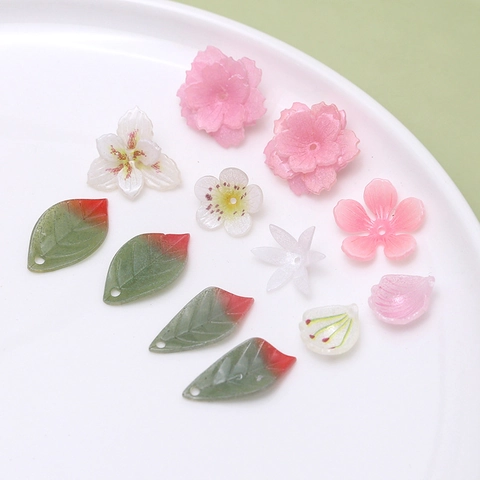 DIY Handmade Flower Leaf Shrink Plastic Resin Charms For Jewelry Making Earrings Hairpin Accessories Craft Material