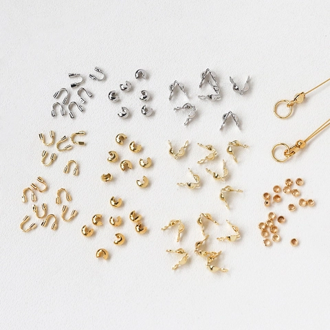 Set de Accesorios para Joyería Chapado en Oro 18K 14K Protectores de Hilo Cubre Chafafas para Collar Pulsera DIY Manualidades