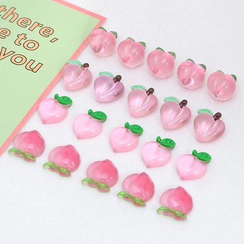 Roze Hars Perzik DIY Sieraden Accessoires Voor Oorbellen Haarspeldjes Handgemaakte Knutselspullen Perzik Charms Met Groen Blad