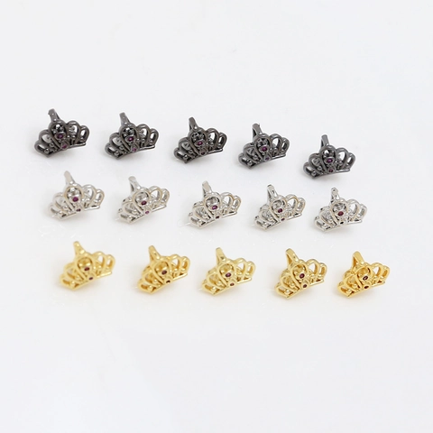 Crown Zirconia Alloy Charm DIY Jewelry Accessory Gold Silver Plated Baroque Pearl Pin Materials For Handmade Findings Charms Making