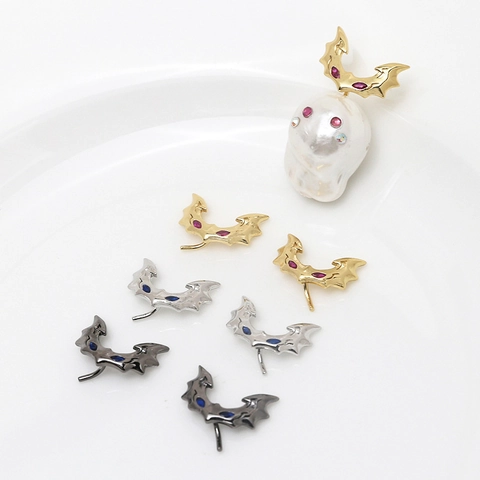 Gothic Punk Alloy Rhinestone DIY Jewelry Accessories Bat Wings Shield Stag Head Crown Pendants For Earrings Necklace Making Craft Findings