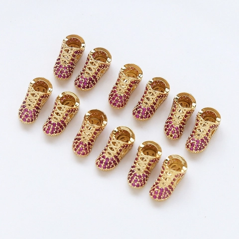18K Gold Plated Alloy Sneaker Pendant Inlaid Zirconia For DIY Jewelry Making Handmade Jewelry Charm Accessory For Women