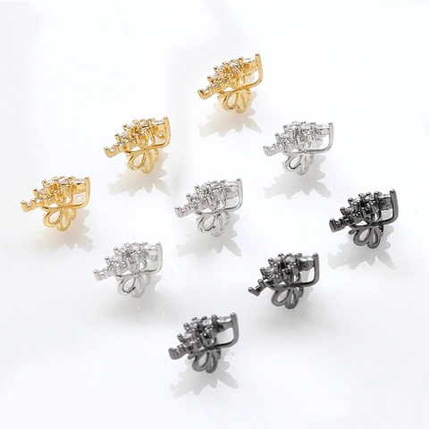 DIY Placcato Oro Zirconia Triangolo Corona Accessori Orecchini Perle Barocche Spilli Materiale per Creazione Gioielli