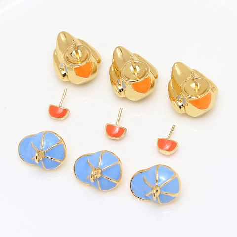 Cute DIY Cartoon Duck Jewelry Accessories Gold Plated Alloy Enamel Duckling Charms Artificial Pearl Pendant Parts For Jewelry Making