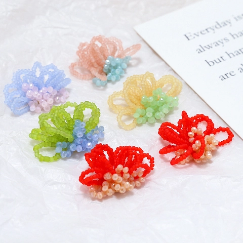 Parche de Flor de Cristal con Cuentas Hecho a Mano DIY Estilo Ins Dijes de Cuentas de Acrílico para Pendientes Horquillas Joyería