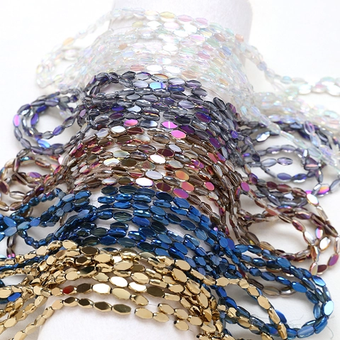 Faceted Oval Crystal Glass Beads AB Magic Color Beads Jewelry Making DIY Handmade Bracelet Necklace Accessory Materials