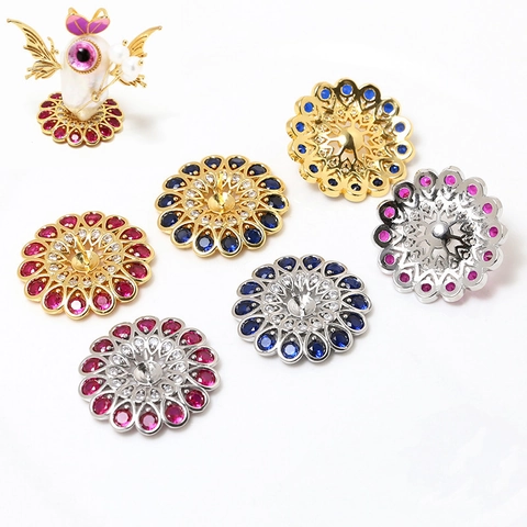 Base de Pétale de Fleur en Alliage de Zirconia pour DIY Création de Bijoux Vintage Luxe Design Creux Pendentif Floral Or Argent
