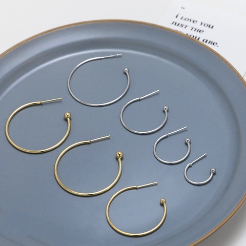 Minimalist Copper C-Shape Earring Hooks With 925 Sterling Silver Earring Post Gold Silver Plated DIY Jewelry Making Findings