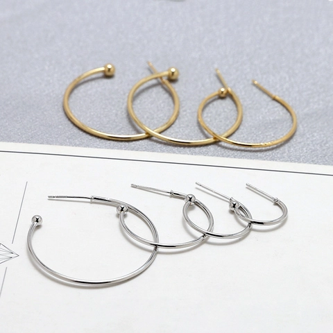 Minimalist Copper C-Shape Earring Hooks With 925 Sterling Silver Earring Post Gold Silver Plated DIY Jewelry Making Findings