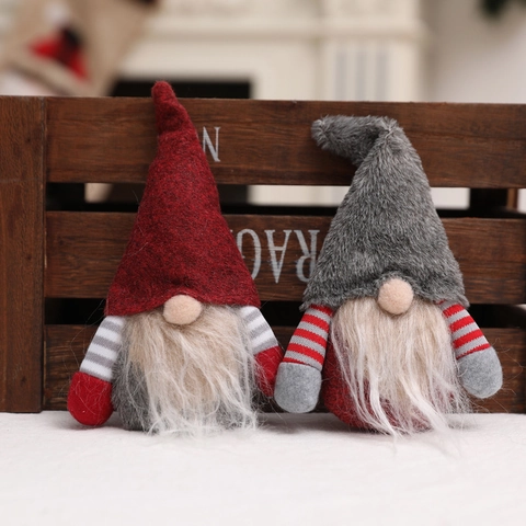 Kerstmis Gezichtsloze Kabouter Hanger Noordse Pluche Tomte Pop Lange Baard Elf Decoratie Voor Kerstboom Thuis Feest