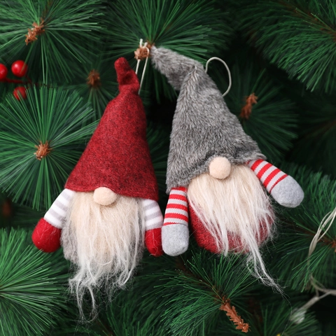 Kerstmis Gezichtsloze Kabouter Hanger Noordse Pluche Tomte Pop Lange Baard Elf Decoratie Voor Kerstboom Thuis Feest