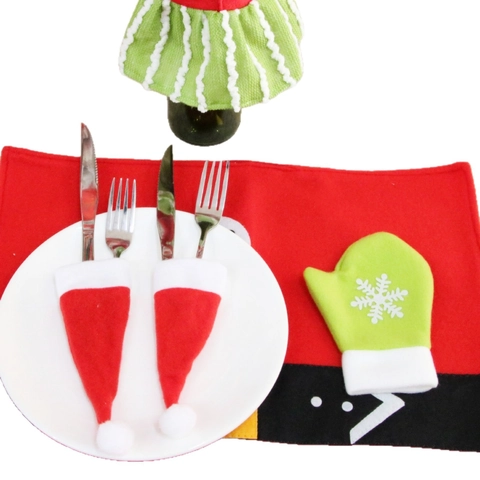 Mini Weihnachtsmann Mütze Besteckhalter Für Esstisch Party Dekoration Wein Flaschenaufsatz Ornament Deko