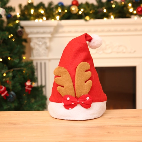 Christmas Reindeer Antler Kids Hat Non-woven Fabric Holiday Party Decoration Red White Hat For Children Festival Gift