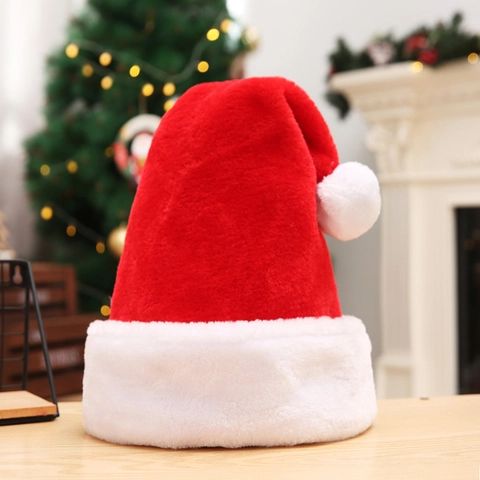 Thickened Plush Christmas Hat Red And White Santa Hat For Adults Festive Party Costume Accessories Holiday Decoration