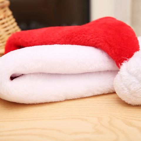 Thickened Plush Christmas Hat Red And White Santa Hat For Adults Festive Party Costume Accessories Holiday Decoration