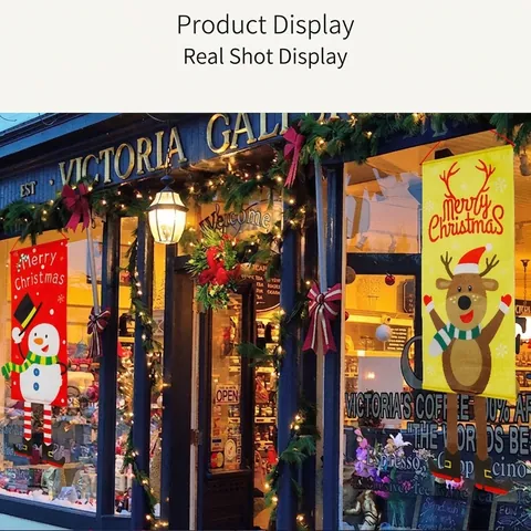 Striscione Appeso di Natale Fatto a Mano in PVC Babbo Natale Pupazzo di Neve Renna Elf Con Gambe Pendenti Per Decorazione Casa