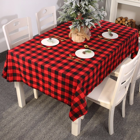 Tovaglia Di Natale Classica Buffalo Plaid Rettangolare Rossa Nera Bianca A Quadri Copritavolo Per Vacanze Casa Festa Decorazione Pranzo