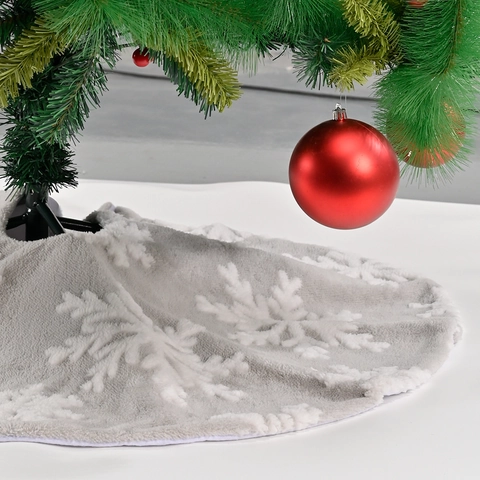 Christmas Tree Skirt Snowflake Jacquard Round Tree Base Cover Ornament For Holiday Party Home Decoration