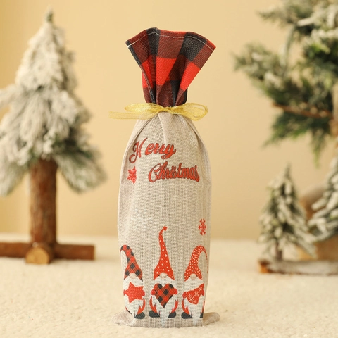 Kerst Kabouter Ruit Wijnhofhoes Feestelijke Champagne Cadeautas Kerst Tafeldecoratie Lint Fleshoes Voor Feestdagen