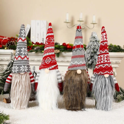 Nordic Knitted Christmas Gnome Wine Bottle Cover Festive Faceless Old Man Wine Bottle Hat For Xmas Dinner Table Home Decor