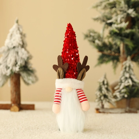 Christmas Sequin Gnome Wine Bottle Cover Rudolph Reindeer Antler White Beard Striped Sleeve Festive Table Decor Holiday Gift